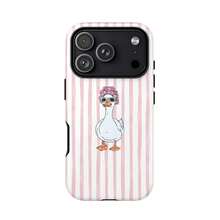 鴨子髮捲圖案粉色條紋耐用手機殼，相容 iPhone 18 17 16 15 14 Pro Max Plus 13 12 11，動物愛好者與媽媽的完美禮物 - 粉色 - 查看 9