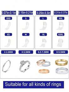 Bộ 5/3/2/1 miếng đệm chỉnh size nhẫn bằng nhựa resin trong suốt, miếng điều chỉnh size nhẫn vô hình cho nhẫn bị rộng, phù hợp mọi cỡ ngón tay, thoải mái và bảo vệ nhẫn, dụng cụ điều chỉnh size nhẫn, nắp bảo vệ trang sức, phù hợp cho mọi loại nhẫn, nhiều tùy chọn kích cỡ, miếng chỉnh nhẫn nữ (sản phẩm làm từ chất liệu bền chắc hơn, vui lòng cân nhắc kỹ trước khi mua) - nhiều màu - Xem 9