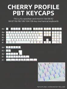 Side-Printed Translucent Character Keycaps, Pure White, PBT Material, Double-Shot Molded, Compatible With 6.25U Spacebar 61 68 75 84 87 98 99 100 104 108 - View 5