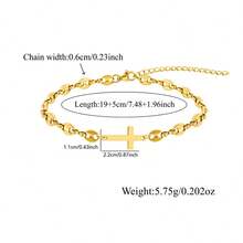 1pc Fashion Cross Charm Golden/Silvery Stainless Steel Pig Nose Chain Bracelets For Men - Cross - View 3