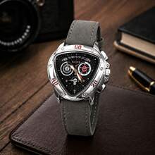 1pc New Men's Classic Triangle Quartz Wrist Watch - Perfect Choice For Daily Wear And Gift Occasions, Birthday Gift And Holiday Party Gift, Perfect Gift For Men, Father, Friends, Family, Box Not Included - Grey - View 7