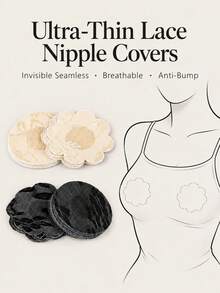 10/50/100pcs Disposable Non-Woven Lace Nipple Covers, Breathable, Anti-Exposure, Skin-Friendly, Suitable For Daily Wear, Travel And Swimwear - Multicolor - View 1