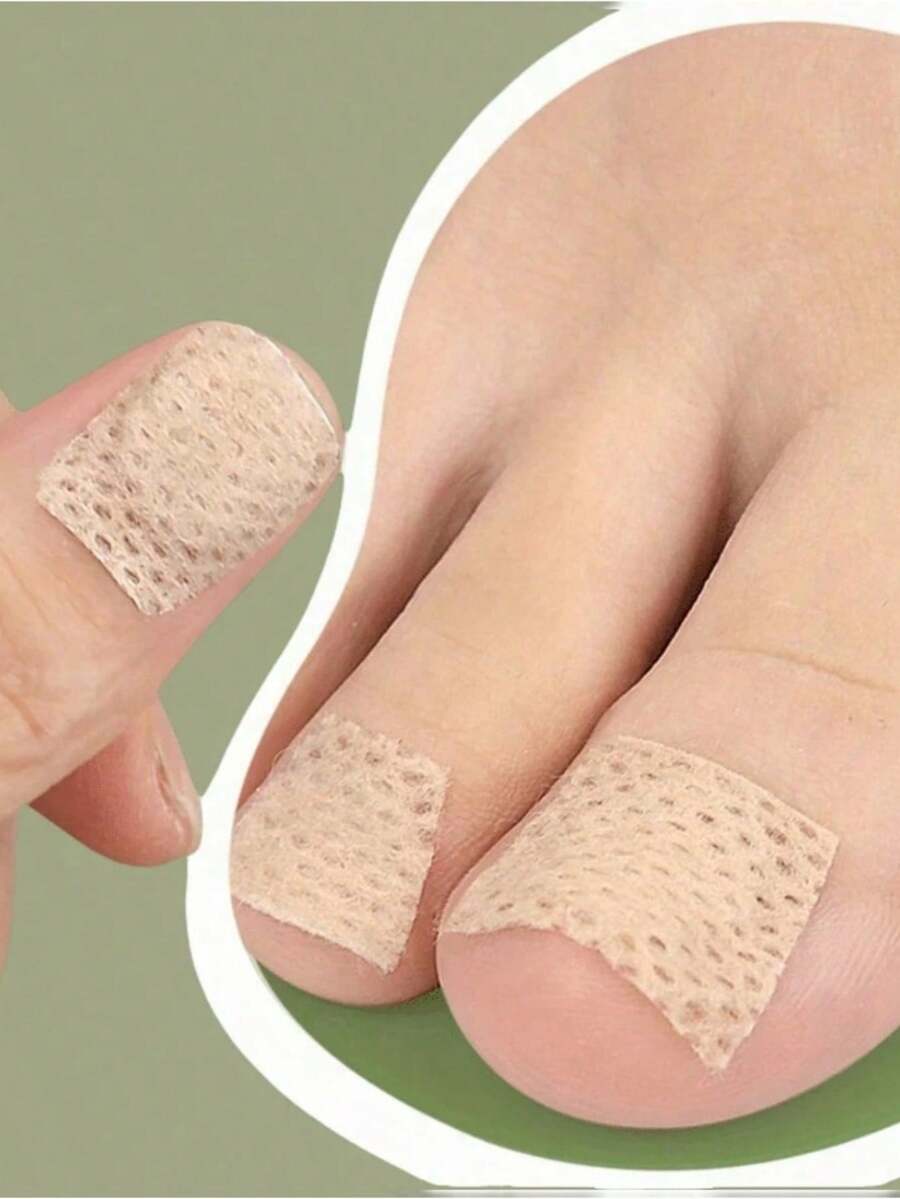 2pcs Self-Adhesive Foot Nail Care Patches, Reusable Daily Foot Nail Stickers, Breathable Fabric Nail Patches, Unisex, Convenient And Portable, Suitable For Damaged Nails - Multicolor - View 1