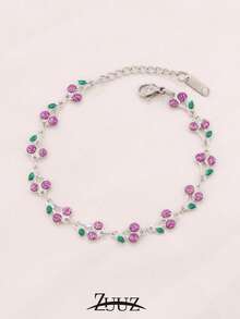 1pc Stainless Steel Enamel Cherry Chain Bracelets For Women Fashion Simple Elegant Colorful Fruit Bracelet Jewelry - Bracelet - View 16