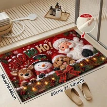 1pc Kitchen Floor Mat, Soft Faux Cashmere Material, Cute Christmas Cartoon Pattern, Santa Claus Snowman Deer Puppy Print, Non-Slip Design, Suitable For Kitchen Bathroom, Entrance Door, Bedroom Door Decoration, Multi-Scene Use Non-Slip Floor Mat, Room Decor, Holiday Gift - Multicolor - View 14