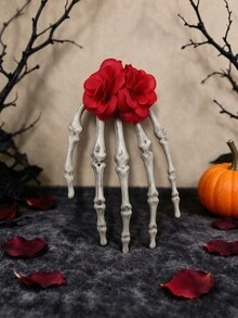 1PC Halloween Rose Skull Hand Hair Clip, Gothic Style Bone Hand Hair Accessory, Dark Exaggerated Ghost Claw Decorative Ornament - Multicolor - View 4