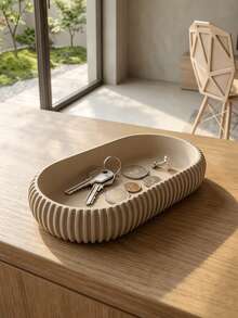 Striped Oval Storage Tray, Minimalist Storage Dish, Multi-Functional Organizer For Entryway, Vanity, Bathroom, Desktop, For Jewelry, Keys, Coins, Decorative Ornament, Creative Housewarming Gift, Jewelry Trays, Birthday Gift, Christmas Gift - Multicolor - View 7