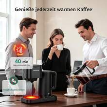 Aigostar Filterkaffeemaschine 3‑in‑1 für 1,3L/8 Tassen,1600W LED‑Touchpanel, Gerät für Filterkaffee Tee und Heißwasser,mit Selbstreinigung,2 Filter,spart Platz für Haushalt Büro und Wohnheim - EU E-Typ Stecker (220-240V) - Übersicht 3