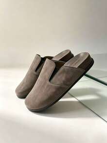 Men's All-Season Casual Slippers, Versatile Flat Elastic Closed-Toe Shoes - Mocha Brown - View 5