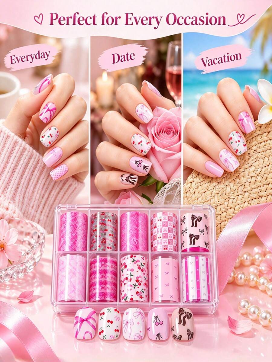 Hand-Painted Doodle Spring Nail Art Transfer Paper Cute Girl Patchwork Star Pet Nail Decoration - Multicolor - View 1