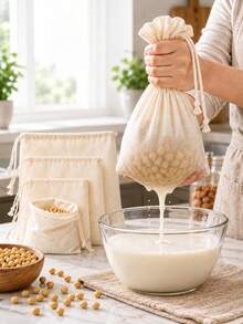 6pcs Reusable Nut Milk Filter Bags, Fine Mesh Drawstring Filtration Bags, Almond Milk And Soy Milk Filter Bags, Washable Filter Bags, Suitable For Cold Brew Coffee, Juice, Yogurt, Cheese, Tea, Kitchen Essential - Multicolor - View 8