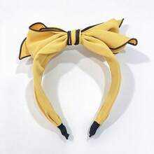 1PC Large Double-Layer Bow Headband, Contrast Color Trim Satin Fabric Hairband, Elegant Daily Party Women's Hair Accessory - Multicolor - View 12