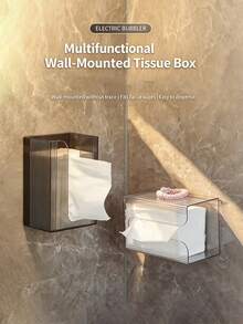 1pc Large Capacity Transparent Wall-Mounted Tissue Box & Multi-Functional Storage Organizer, Suitable For Bathroom, Kitchen And Bedroom, Ideal Bathroom Accessory, Home Decor, Kitchen Essential And Practical Home Supplies - Multicolor - View 9