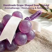 Handmade Macaron Grape Soap With Hanging Rope | Contains Shea Butter And Coconut Oil | Moisturizing Face And Body Wash 2-In-1 | Exquisite Bath Fragrance Gift, Long-Lasting Fresh Fruity Scent - Deep Cleansing - View 4