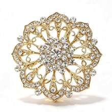 Elegant Zinc Alloy Rhinestone Crystal Diamante Floral Brooch - Multicolor - View 7