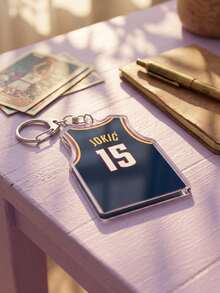 1Pc/9Pcs Basketball Player Jersey Pattern Transparent Acrylic Keychain, Printed With Signature And Number, With Metal Clasp, Suitable As Backpack Charm, Car Key Ring, Game Commemorative, Fan Gift And Sports Enthusiast Present. - Multicolor - View 11