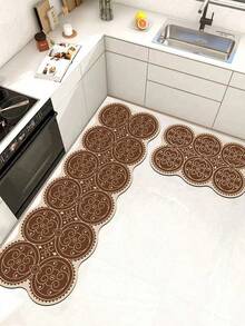 1 Pc Retro Pattern Kitchen Mat, 3.5 Mm Soft Rubber That Is Easy To Clean. Suitable For Corridors, Bathrooms, Living Rooms, Outdoor Door Mats, And Toilets. Useable Throughout The Year And For Various Holidays. - Multicolor - View 10