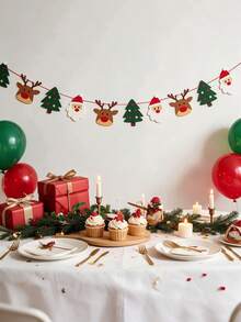 10pcs Christmas Felt Banner Set, DIY Christmas Wreath Decoration With Rope, Adjustable Spacing Santa Claus Reindeer Christmas Tree Bunting, Thickened Felt Reusable Christmas Decor, Suitable For Home Party, Fireplace, Window, Background Wall - Christmas Edition - View 11
