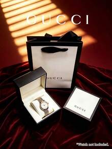 Gucci Luxury Empty Watch Box, Premium Gift Packaging Box With Gift Paper Bag, Exquisite Storage Case For Watch Collection - Black and White - View 3