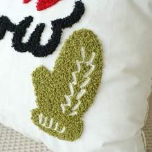 1件裝聖誕元素刺繡抱枕套，聖誕節居家裝飾靠墊套，臥室枕套 3D 枕套，不含枕芯 - 白色 - 查看 5