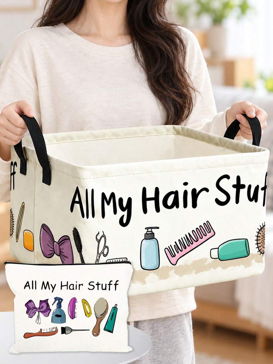 All My Hair Stuff "Uncovered Storage Box, Foldable Storage Box, Storage Box, Large Capacity, Book Organizer, Holiday Gift Organizer, Office Organizer, Under Bed Organizer, Rental House Organizer, Can Be Used For Work, School, Dormitory Storage - Multicolor - View 1