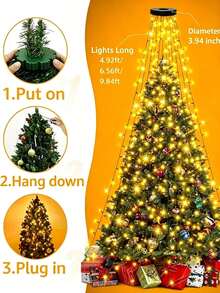 Starlight Waterfall String Lights - 1pc, Hanging Christmas Tree Lights, Colorful/Warm/White Decorative Lights, Dome Fluid Waterfall Light, 210cm/82.68in 8 Lighting Modes; Vibrant And Warm Lights, Waterfall Tree Lights With 5-Point Star Lights, Suitable For Christmas And Halloween - Multicolor - View 11
