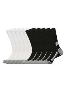 1/4/10/20 Pairs Personalized Zipper Pattern, Multi-Stripe Black & White Main Color Street Casual Socks, Men's Outdoor Sports Walking Mid-Calf Socks - Multicolor - View 18