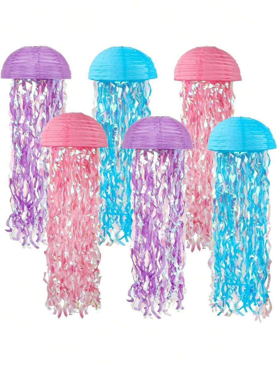 1pc Gradient Blue Jellyfish Paper Lantern, Ocean Theme Hanging Decoration, Underwater Style Decor For Mermaid Party, Birthday, Baptism, Wedding Wall Decoration - Multicolor - View 1