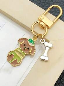 1pc Universal Cartoon Cute Oil Drop-Shaped Happy Dog U-Shaped Keychain, Bag Keychain Or Pet Pendant, Student Backpack Pendant, Holiday Gift - Multicolor - View 3
