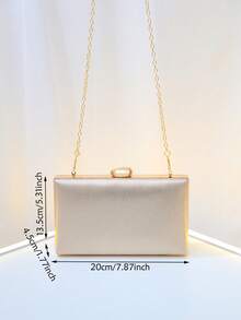 Women's Evening & Clutch Bags,Rectangular Hardcase Clutch,Solid Metallic Finish,PU Leather,Minimalist Luxury Style, Wedding Banquet Party Ladies Purse - Gold - View 11