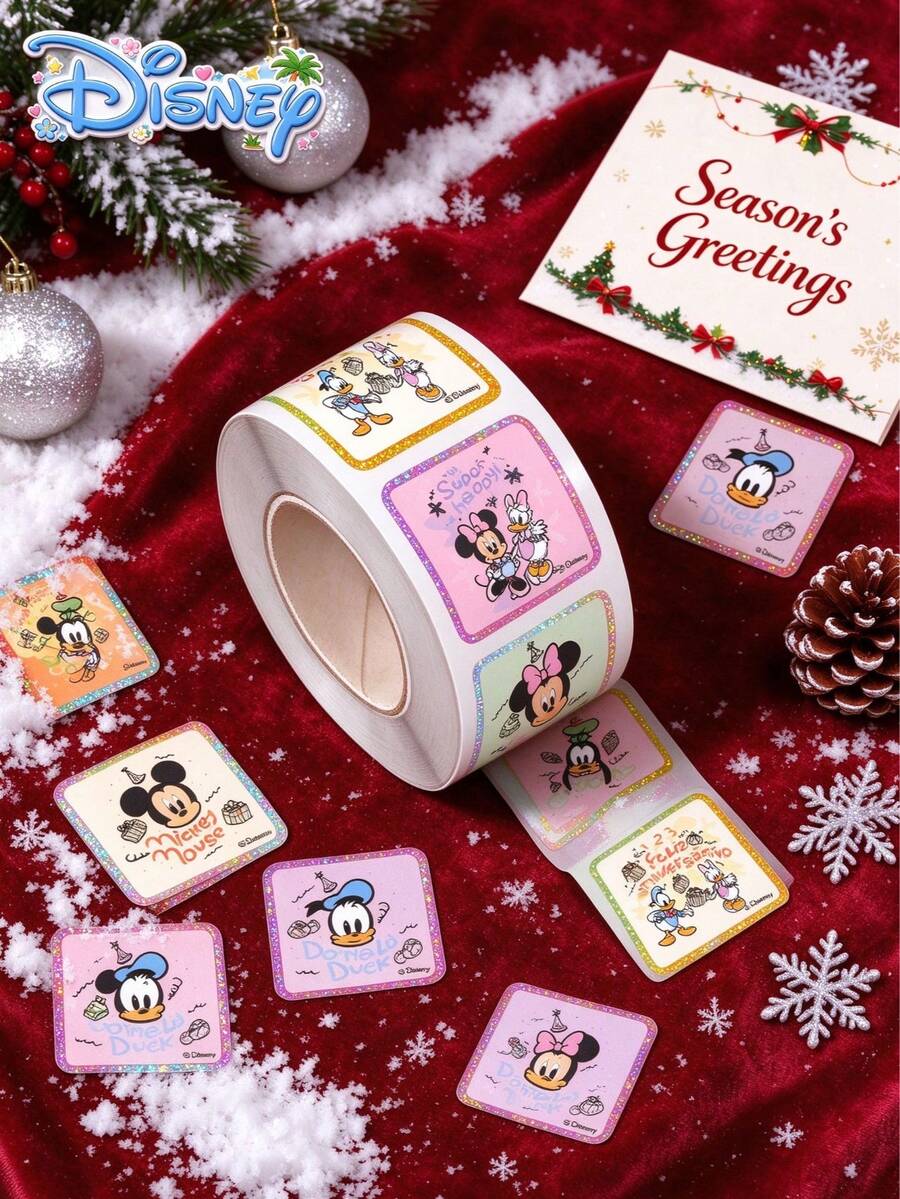 200pcs Disney Mickey Mouse Stickers, Cute Cartoon Paper Sticker Roll ...