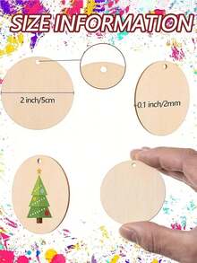 100/20 Plywood Rings With Holes, 2.5/4/5cm Multi-Size, Round Wooden Plywood Slices, For DIY Crafts, Painting, Graffiti, Christmas Decorations,Craft Supplies,Crafts,Christmas Decor - A - View 2