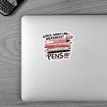 3Inches Funny Pen Lover Humor Sticker Celebrating Stationery Addiction On Kindles, Tumblers And Desks, Relatable Daily Laugh Gift For Planners, Crafters, Adults And Friends - A - View 2