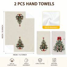 2pcs Christmas Tree And Nutcracker Pattern Christmas Kitchen Towels, Rectangular Hand Towels, Tea Towels, Dish Cloths, Suitable For Kitchen Cleaning, Home Baking, Christmas Party, Winter Holiday Home Decor And Christmas Gifts - Multicolor - View 6