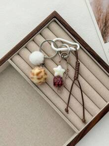 1pc Autumn/Winter Leopard Print Star Beaded Creative Lanyard Bag Charm Accessory - Multicolor - View 4