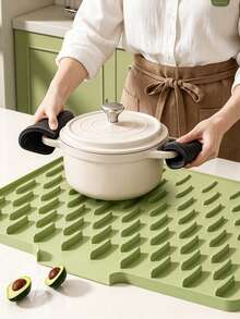 1pc Kitchen Anti-Slip Silicone Drainage Mat, Built-In Drainage Design, Heat Resistant And Easy To Clean, Suitable For Countertop, Sink, Refrigerator And Other Surfaces With Drainage Holes, Raised Drainage Texture, High Temperature Resistant And Heat Insulating, Anti-Slip And Shock Absorbing, Foldable And Easy To Clean, Bowl And Dish Drying Mat, Protects Countertop From Scratches And Water Splashes, Suitable For Sink Edge, Cooking Counter, Home Kitchen Storage Accessory - Multicolor - View 2