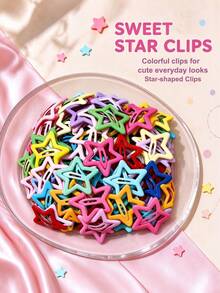 20/30/40pcs Hollow Star Hair Clips, Random Color Snap Clips, Cute Millennium-Style Hair Accessories, Fashionable Decorative Hair Clips For Daily Wear. - Multicolor - View 9