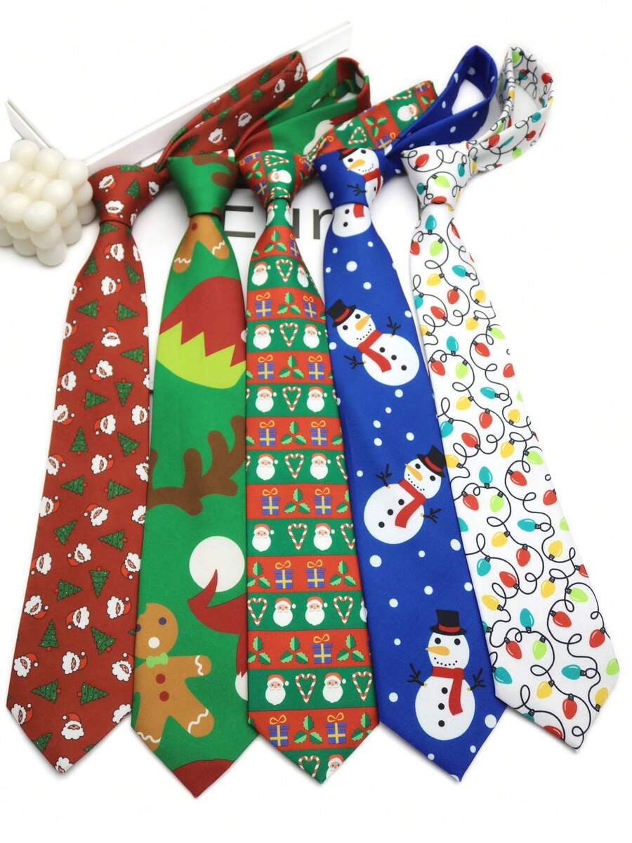 1pc Christmas Tie For Men And Women, Suitable For Casual, Street, Daily, Party, Gift - Multicolor - View 1
