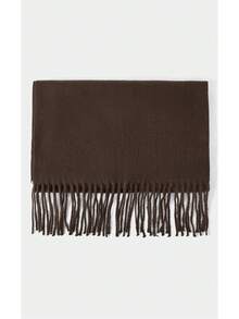 Noxbound 1PC Women's Simple Brown Solid Color Regular Style Faux Cashmere Scarf, Autumn/Winter College Style Pashmina Shawl - Chocolate Brown - View 6