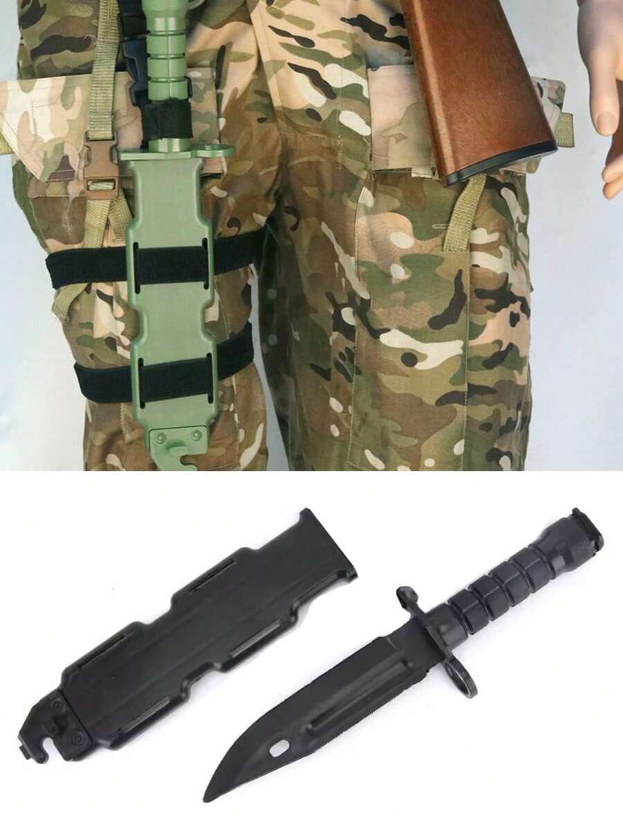 M9 Rubber Training Knife, Soft Plastic Prop, Suitable For Cosplay, Movie Props, CS Game Simulation, Tactical Outdoor Training, Display, Collection, Halloween Costume Accessory, Military Style Bayonet Model, Suitable For Photography, Stage Performance And Christmas Gift - Multicolor - View 1