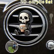Small Gadget - Sweet Skull Car Vent Decor. Skull-Themed Design, Suitable For Car Interior Decoration. This Decor Piece Can Also Be Used As An Aroma Diffuser To Release Fresh Air. Made Of High-Quality Acrylic Material, Perfect For DIY Aromatherapy Oil, And An Excellent Choice For Holiday Gifts. - A - View 4