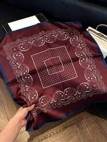 A Women's Luxurious Designer Chain Print Spring 70*70cm Bandana Scarf Headscarf Bag Tie, Suitable For Daily Wear - Multicolor - View 6