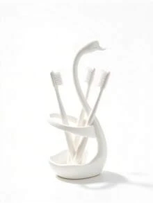 1pc Creative Swan Toothbrush Holder Makeup Brush Holder Bathroom Sink Storage Rack Vanity Multi-Functional Makeup Brush Organizer Bathroom Storage Rack Vanity Desktop Decor Women Gift Space-Saving Storage Suitable For Bathroom Bedroom - Multicolor - View 14