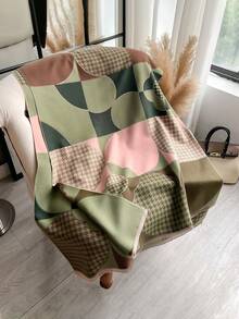 1pc Design Houndstooth Floral Pattern Jacquard Faux Cashmere Warm Scarf Cold-Proof Neck Warmer Women Autumn Winter Fashion Versatile Air Conditioning Shawl Blanket Suitable For Daily Matching And Decorative Use - Multicolor - View 11
