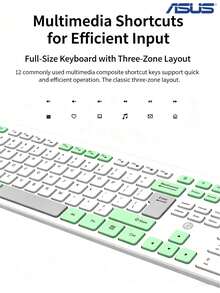 ASUS BK10 Membrane Wired Keyboard, 104 Full-Size Keys, Chiclet Keycaps, Built-In Numeric Keypad, Ideal For Office And Home Desktop Typing, USB Plug And Play - View 6
