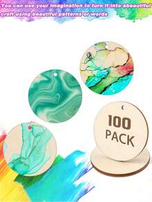 100/20 Plywood Rings With Holes, 2.5/4/5cm Multi-Size, Round Wooden Plywood Slices, For DIY Crafts, Painting, Graffiti, Christmas Decorations,Craft Supplies,Crafts,Christmas Decor - A - View 5