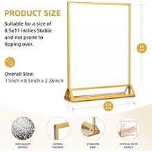 3/6 Pack Acrylic Sign Holder 8.5x11 Inches/6x8 Inches/5x7 Inches/4x6 Inches,Double-Sided Gold Picture Frame,Gold Table Number Holders Vertical Stand,Table Menu Holder Display Stand For Wedding Office Restaurant Party - T-gold - View 3