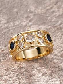 1pc Charming Cubic Zirconia Ring For Women, Wedding Engagement Party Jewelry, Valentine's Day Gift - 1# - View 2