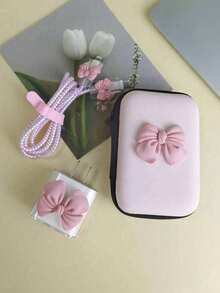 5/6pcs/Set Bowknot Apple Phone Charger Protector Case, Data Cable Organizer Bag - Multicolor - View 5