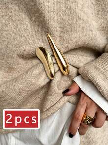 2pcs Metal Brooch Set, Multi-Functional Collar Pin, High Polished Scarf Buckle And T-Shirt Waist Clip, Suitable For Dress, Coat And Clothing Accessories - Multicolor - View 11